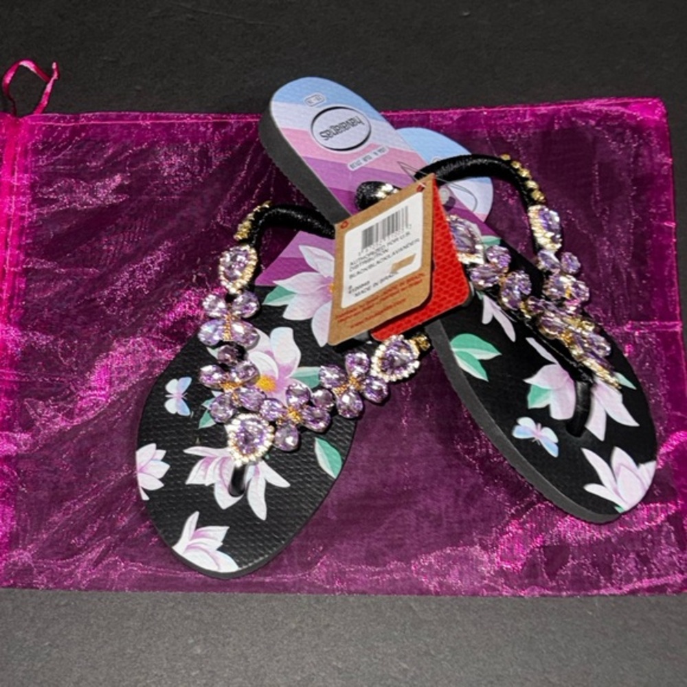 Havaianas (Brazilian Flip-Flops) w/ Fashion Stones Appliqué